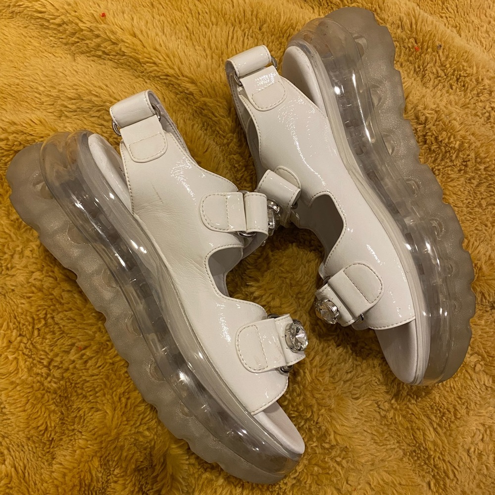 Jeffrey Campbell White Sandals with Clear Soles